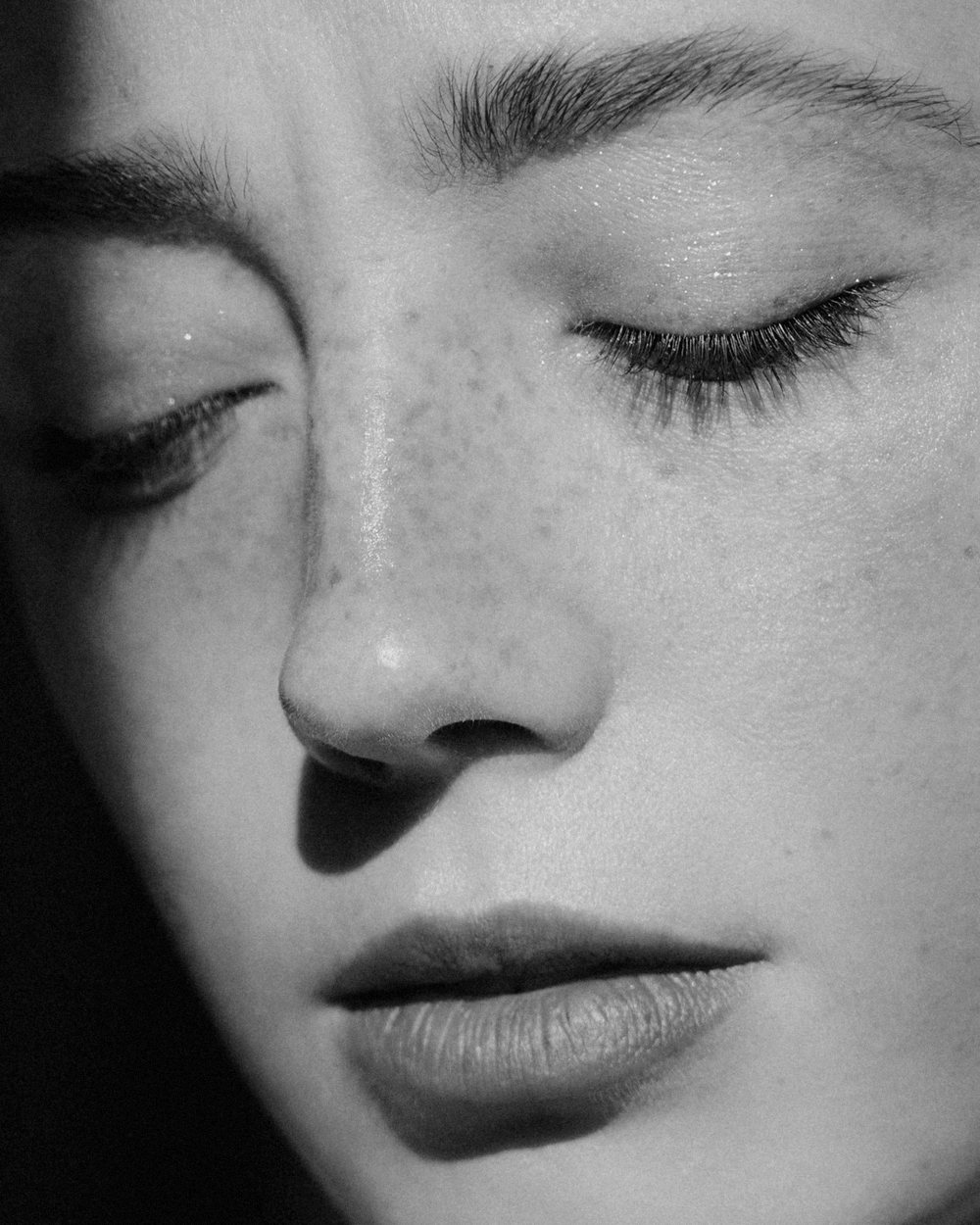 Portrait en gros plan — qualité de peau, teint et grain de peau